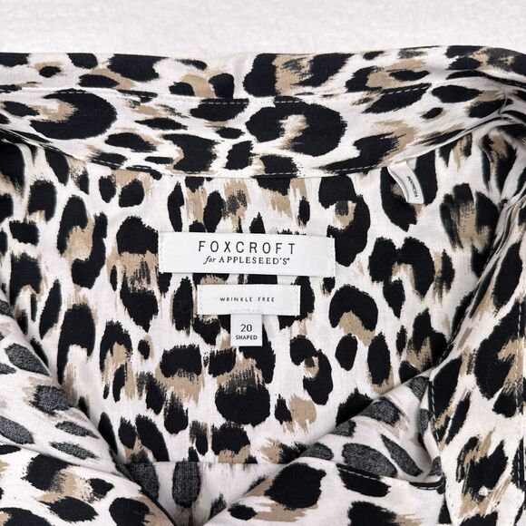 Foxcroft Top Womens Plus Size 20 Shaped Leopard Print Button Front Wrinkle Free - Picture 5 of 9